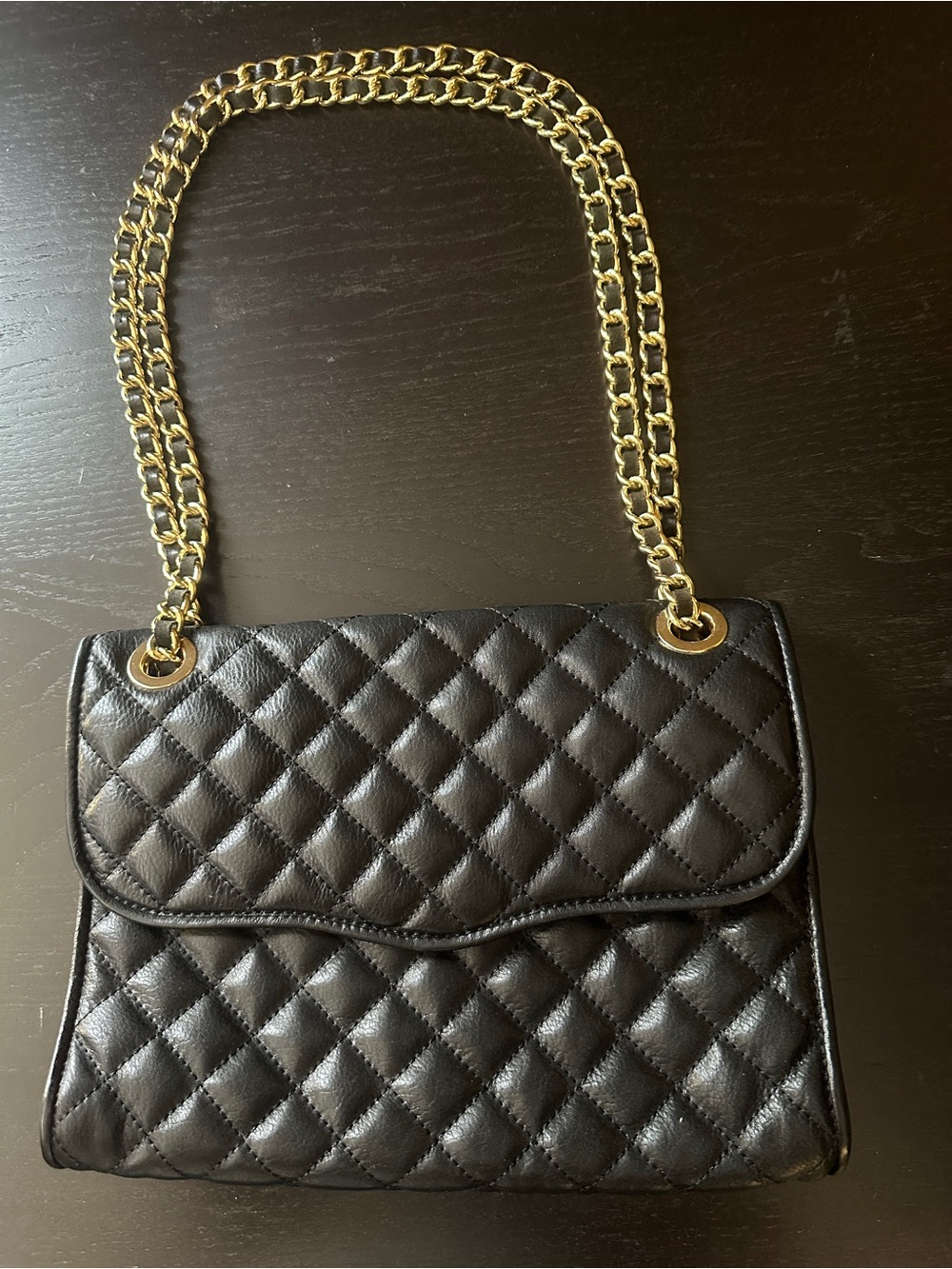Rebecca Minkoff black quilted chain-strap crossbody/shoulder handbag